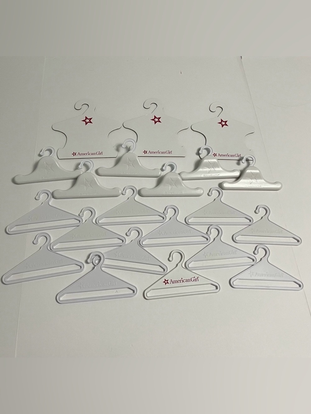 AMERICAN GIRL BRAND 18” doll hangers lot of 21 fits any 18” doll clothes